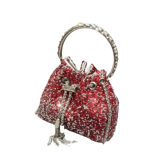 IRFHDCX Taschen for Frauen Handtasche Glänzende Diamant Tasche Abend Bankett Tasche Kristall Strass Umhängetasche(Red-B) von IRFHDCX