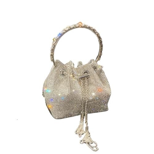 IRFHDCX Taschen for Frauen Handtasche Glänzende Diamant Tasche Abend Bankett Tasche Kristall Strass Umhängetasche(Silver-A-small) von IRFHDCX
