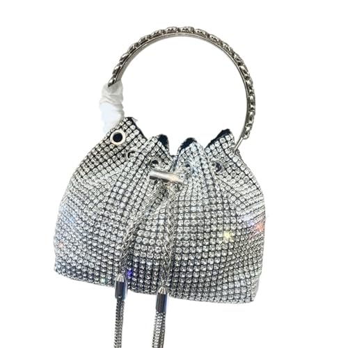 IRFHDCX Taschen for Frauen Handtasche Glänzende Diamant Tasche Abend Bankett Tasche Kristall Strass Umhängetasche(Silver-B) von IRFHDCX