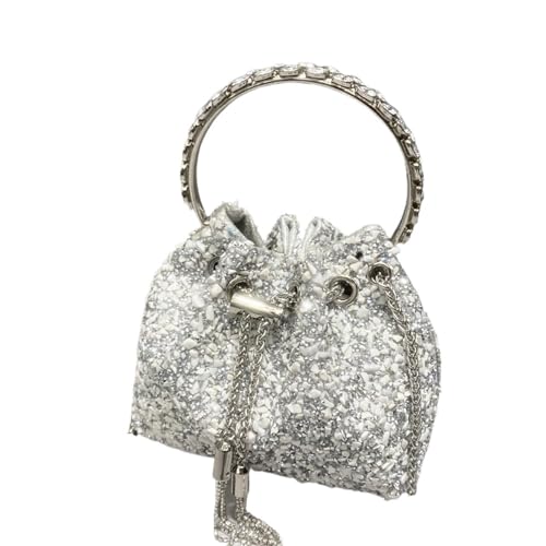 IRFHDCX Taschen for Frauen Handtasche Glänzende Diamant Tasche Abend Bankett Tasche Kristall Strass Umhängetasche(White) von IRFHDCX