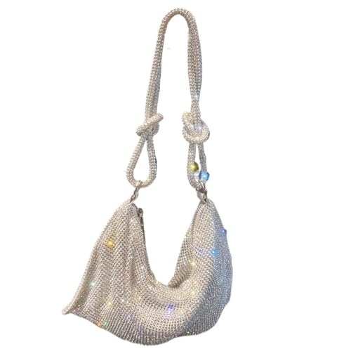 IRFHDCX Umhängetaschengriff, glänzende Strasssteine, Abend-Clutch, Geldbörse, Kristall-Geldbörsen und Handtasche(Silver big) von IRFHDCX