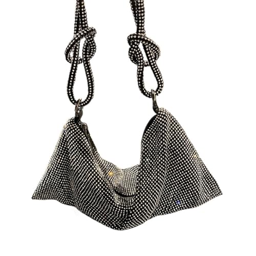 IRFHDCX Umhängetaschengriff, glänzende Strasssteine, Abend-Clutch, Geldbörse, Kristall-Geldbörsen und Handtasche(Silver-black big) von IRFHDCX