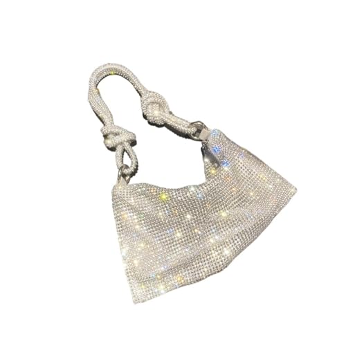 IRFHDCX Umhängetaschengriff, glänzende Strasssteine, Abend-Clutch, Geldbörse, Kristall-Geldbörsen und Handtasche(Silver small) von IRFHDCX
