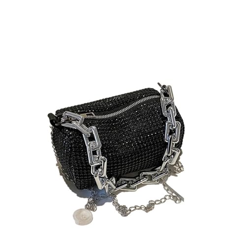 Mode Diamant Kette Tasche for frauen Solide Zipper Weibliche Crossbody Unterarm Taschen Messenger Abend Party Kupplungen(Black) von IRFHDCX