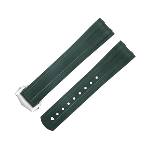 IRFKR 20 mm FKM Fluorkautschuk mit gebogenem Ende für Omega-Armband für Seamaster 300 Diving Ersatz-Uhrenarmbänder mit Faltschließe aus Edelstahl(Green 4) von IRFKR