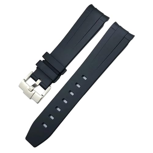 IRFKR 20 mm Silikon-Gummi-Armband für Omega Rolex Submariner GMT Seamaster Speedmaster Moon Watch, buntes wasserdichtes Armband(Black) von IRFKR