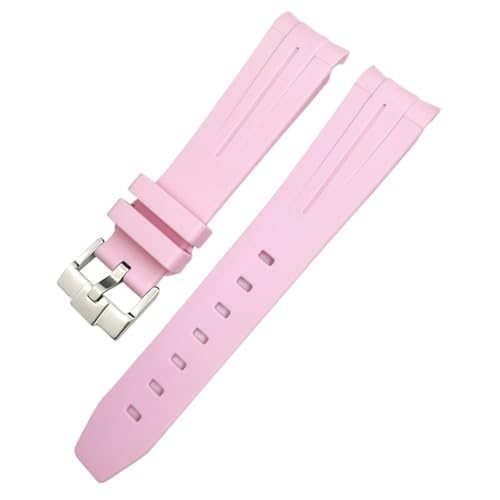 IRFKR 20 mm Silikon-Gummi-Armband für Omega Rolex Submariner GMT Seamaster Speedmaster Moon Watch, buntes wasserdichtes Armband(Pink) von IRFKR