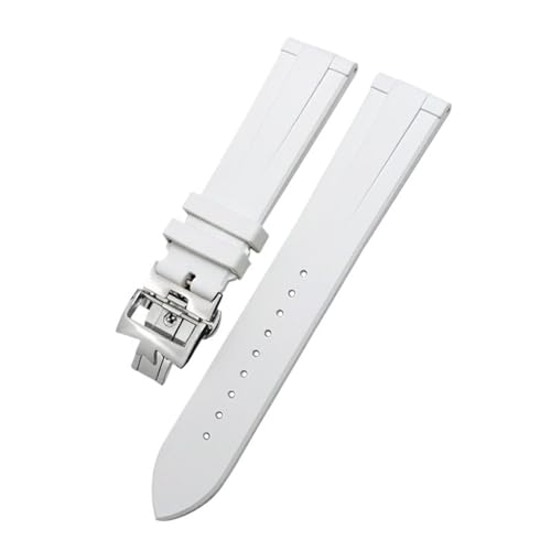 IRFKR 20mm 21mm 22mm Fluorkautschuk-Armband passend für Vacheron Constantin Rot Blau Schwarz Wasserdichtes weiches Uhrenarmband(White Silver,21mm) von IRFKR