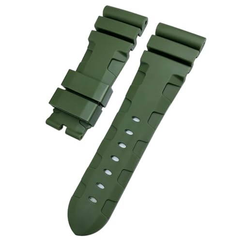 IRFKR 26mm 24mm Natur Gummi Armband Fit für Panerai PAM Silikon Rot Blau Uhr Armband Wasserdichte Armbänder Werkzeuge(Green,26mm) von IRFKR