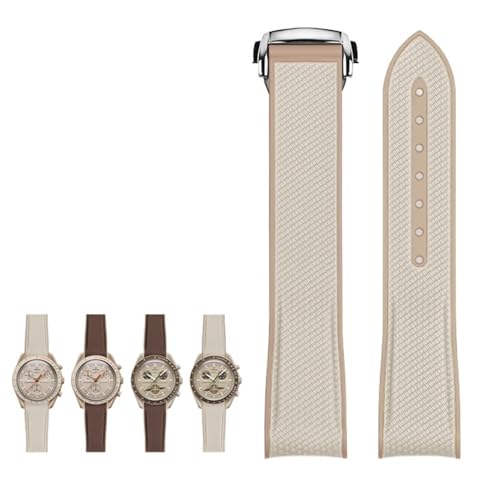 IRFKR Für Moonswatch-Uhr, weiches Silikonarmband für Omega X Swatch MoonSwatch Speedmaster 20-mm-Uhr, wasserdichtes Schnellverschluss-Ersatzarmband(Khaki 2) von IRFKR