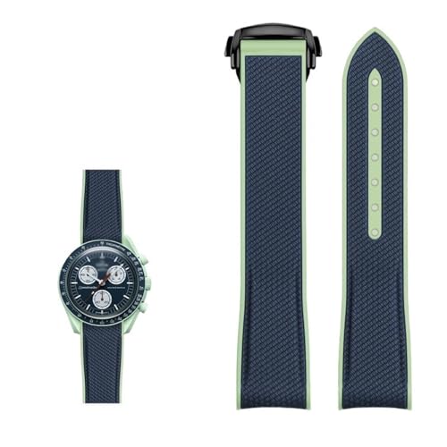 IRFKR Gummi-Silikon-Uhrenarmband mit gebogenem Ende, NEUE Uhrenarmbänder, 20 mm Uhrenarmband für Omega X Swatch Joint MoonSwatch Celestial Sports(Green 3) von IRFKR