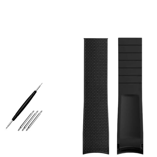 IRFKR Gummi-Uhrenarmband mit gebogenem Ende, 21 mm, für Longines Conquest L37813567 L37813787 L3.781/782 Uhrenarmband Armbanduhren Band(Black without buckle) von IRFKR