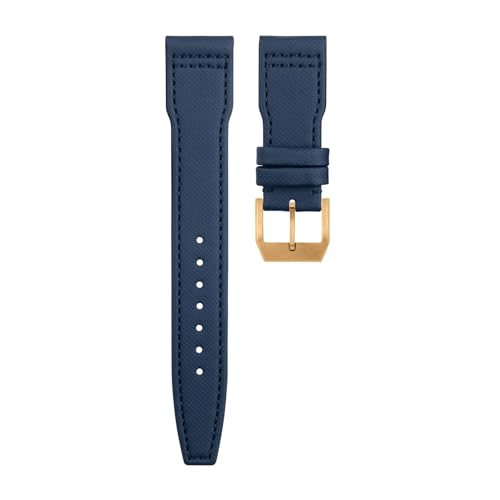 IRFKR Nylon-Canvas-Leder-Uhrenarmbänder für IWC SPITFIRE MARK 18 Portugieser Portofino Pilot IW3777 Armband 20 mm 21 mm 22 mm(BLUE Gold buckle C,21MM) von IRFKR