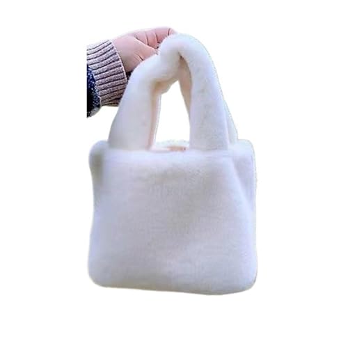 IRGVJIFR Plüsch Taschen Umhängetaschen Damen Weiche Plüsch Geldbörse Handtaschen for Frauen Winter Weibliche Kleine Quadratische Einkaufstasche(Beige) von IRGVJIFR