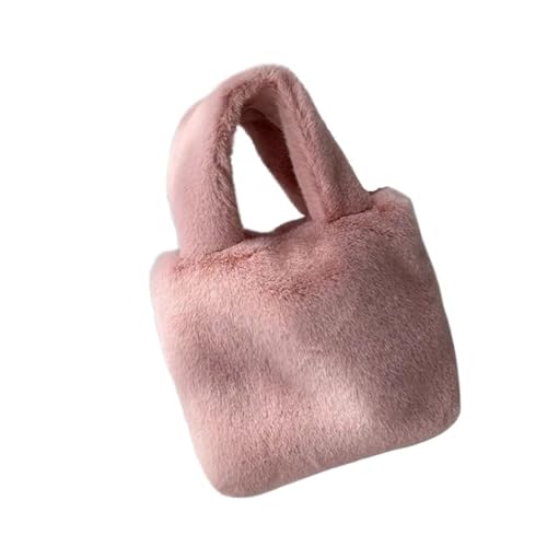IRGVJIFR Plüsch Taschen Umhängetaschen Damen Weiche Plüsch Geldbörse Handtaschen for Frauen Winter Weibliche Kleine Quadratische Einkaufstasche(Pink) von IRGVJIFR