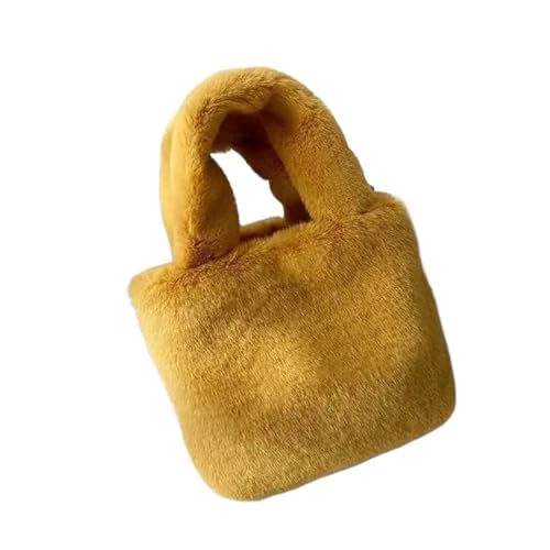 IRGVJIFR Plüsch Taschen Umhängetaschen Damen Weiche Plüsch Geldbörse Handtaschen for Frauen Winter Weibliche Kleine Quadratische Einkaufstasche(Yellow) von IRGVJIFR