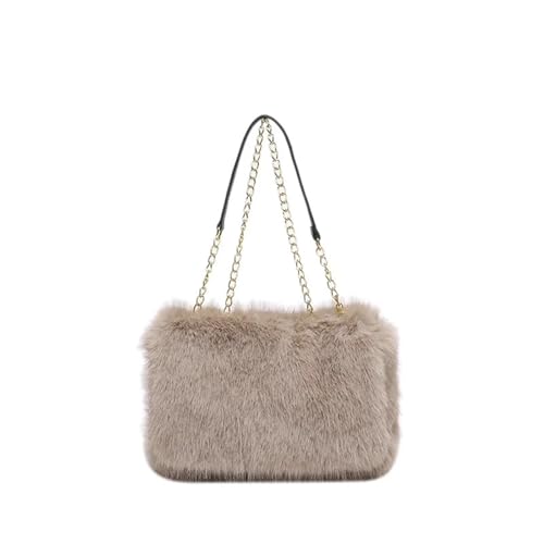 Plüsch Taschen Unterarm Tasche Herbst Und Winter Prägnant Solide frauen Tragetaschen Casual Plüsch Temperament Schulter(Light brown) von IRGVJIFR
