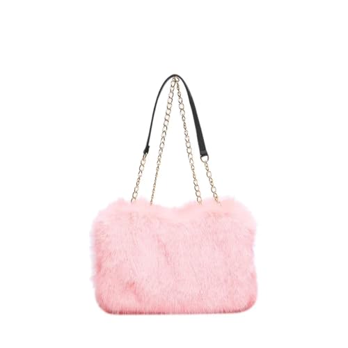 Plüsch Taschen Unterarm Tasche Herbst Und Winter Prägnant Solide frauen Tragetaschen Casual Plüsch Temperament Schulter(Pink) von IRGVJIFR