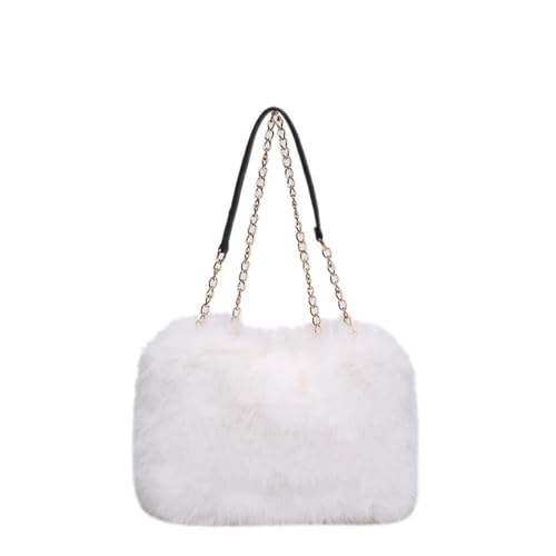 Plüsch Taschen Unterarm Tasche Herbst Und Winter Prägnant Solide frauen Tragetaschen Casual Plüsch Temperament Schulter(WHITE) von IRGVJIFR