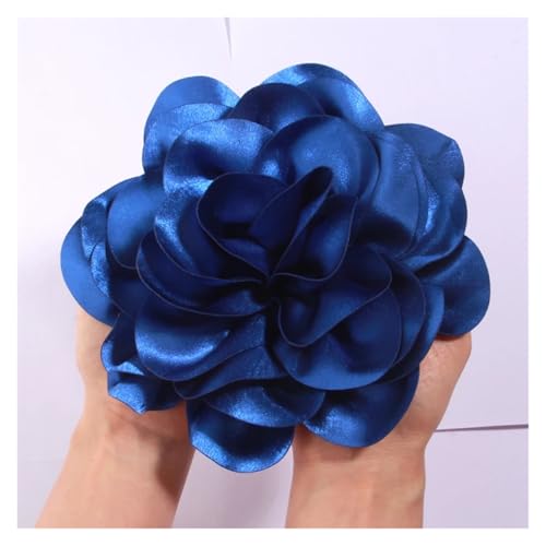 Rosen Haarspange 19CM Große Handgemachte Satin Blumen Headwear Catwalk-Bühne Leistung Haarnadel(Blue1,With no brooch) von IRGVJIFR