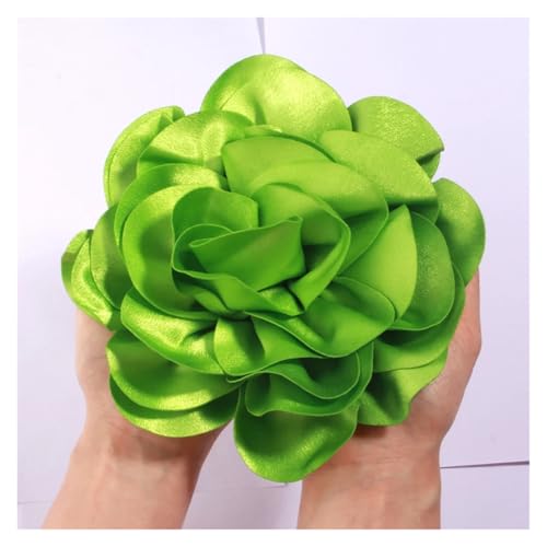 Rosen Haarspange 19CM Große Handgemachte Satin Blumen Headwear Catwalk-Bühne Leistung Haarnadel(Lime,With no brooch) von IRGVJIFR