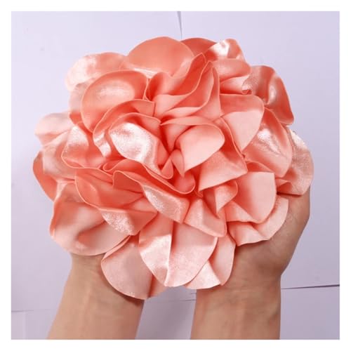 Rosen Haarspange 19CM Große Handgemachte Satin Blumen Headwear Catwalk-Bühne Leistung Haarnadel(PeachPuff,With brooches) von IRGVJIFR