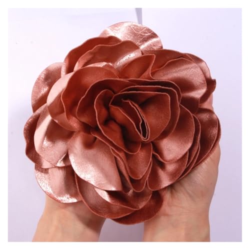 Rosen Haarspange 19CM Große Handgemachte Satin Blumen Headwear Catwalk-Bühne Leistung Haarnadel(Pink,With no brooch) von IRGVJIFR