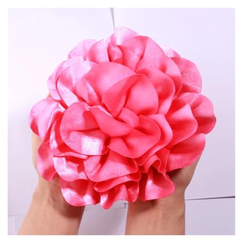 Rosen Haarspange 19CM Große Handgemachte Satin Blumen Headwear Catwalk-Bühne Leistung Haarnadel(Pink2,With no brooch) von IRGVJIFR