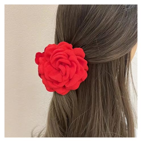 Rosen Haarspange 2 stücke Stoff Riesige Rose Blume Haar Clip Haar Klaue Übertreiben Elegante Haarspange Kopfbedeckung Haar Klemmen(Red-8cm) von IRGVJIFR