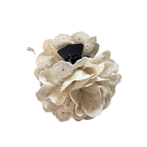 Rosen Haarspange 3 stücke Romantische Rose Blume Haar Clip Frauen Elegante Große Shark Clip Haar Klaue Pferdeschwanz Haarspangen(Beige) von IRGVJIFR