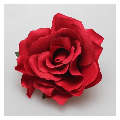 Rosen Haarspange 5 stücke Blumen for Haar DIY Kopfschmuck for Braut Beflockung Tuch Rote Rose Blume Haarnadel Haar Clip(A-red) von IRGVJIFR