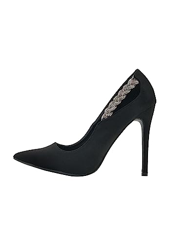 IRIDIA Damen Pumps mit Kristallverzierung, SCHWARZ, 39 EU von IRIDIA