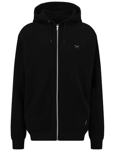 IRIEDAILY Herren Hoodie MINI Flag 2 Zip Bio-Baumwolle Regular Fit Uni Black von IRIEDAILY
