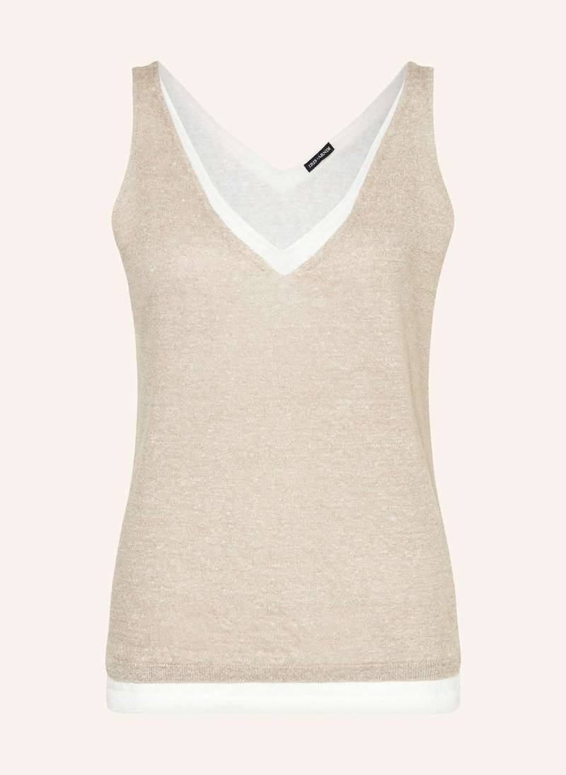 Iris Von Arnim Stricktop Valeria Mit Leinen beige von IRIS von ARNIM
