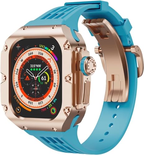IRJFP 49 mm luxuriöses Uhrengehäuse aus Titnaiumlegierung, Gummi-Uhrenarmband mit Verschluss, DIY-Modifikationsset, für Apple Watch Ultra 2 Ultra 8 Serie, Ersatzzubehör, For Ultra 49mm, Achat von IRJFP