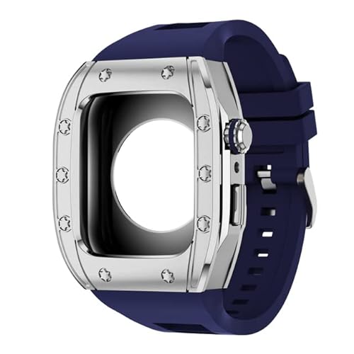IRJFP Correa Modifikationsset, Silikon-Armband für Apple Watch, 44 mm, 45 mm, Metall-Schutzhülle für Apple Watch Serie 8, 7, 6, 5, 4, SE, 44MM, Achat von IRJFP