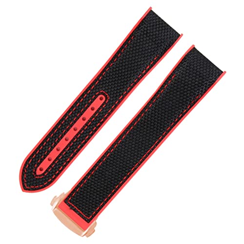 IRJFP Gummi-Uhrenarmband für Omega Seamaster, Faltschließe, luxuriöses Nylon-Silikonarmband, Zubehörteile, 20 mm, Achat von IRJFP