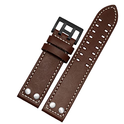 IRJFP Uhrenarmband aus echtem Leder für Hamilton H760250 H77616533, 20 mm, 22 mm, mit Knopfverschluss, 22 mm, Achat von IRJFP