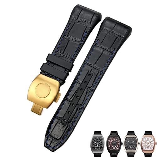 IRJFP Uhrenarmband für Franck Muller, 28 mm, Rindsleder, Silikon, Nylon-Gummi, Faltschnalle, Uhrenarmbänder für Herren, 28mm, Achat von IRJFP