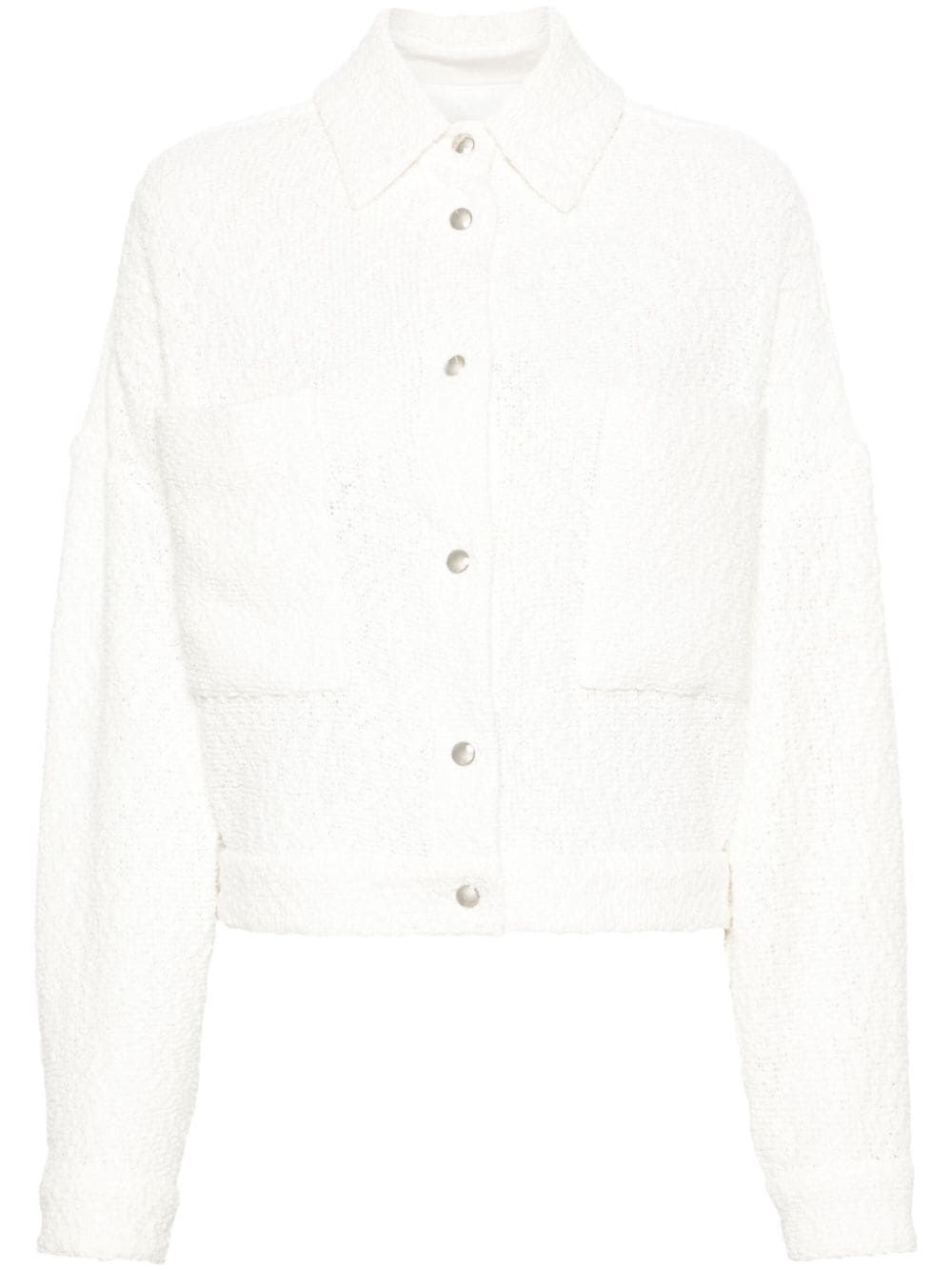 IRO Bouclé-Jacke mit Druckknöpfen - Weiß von IRO