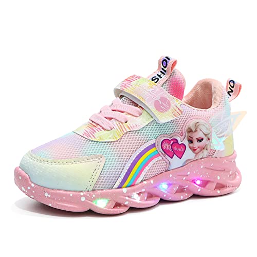 ELSA Schuhe mädchen，Kinder led Schuhe，Leuchtschuhe ELSA Turnschuhe，blinken licht mädchen Sportschuhe zum Laufen mit Flügeln for Frühling Sommer und Herbst (Color : Pink, Size : 22) von IRON JF