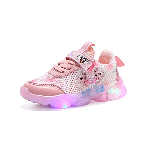 IRON JF ELSA Schuhe mädchen,Sommer- mädchen Leuchtschuhe, Kinder led Sneakers, Hohles Mesh Stoffschuhe for Kinder mit Klettverschlus Sportschuhe, Turnschuhe Laufen Kinder (Color : Pink, Size : 23) von IRON JF