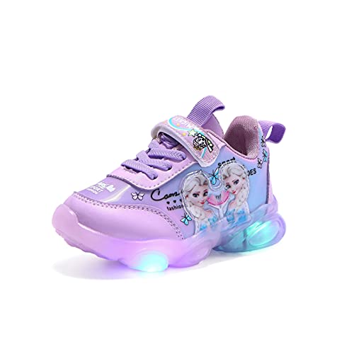 IRON JF Kinder wasserdichte ELSA Schuhe, mädchen Leuchtschuhe Regentag Schuhe, Kinder LED- lässige Schuhe, Mädchen Blitzlichtschuhe, Klettschuhe aus Leder für Mädchen Sneakers, 22 EU von IRON JF