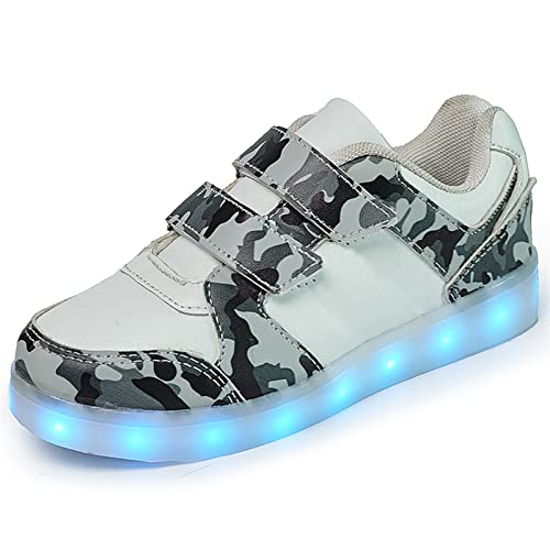 IRON JF LED-Kinderschuhe, USB-Leuchtschuhe für Jungen und Mädchen, atmungsaktive leuchtende Sportschuhe, 7-farbige leuchtende Schuhe mit Lichtern, Camouflage-Trainingsschuhe für Jungen von IRON JF