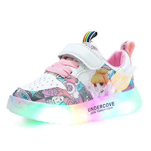 IRON JF LED-Kinderschuhe, leichte Mädchenschuhe, atmungsaktive Flache Turnschuhe, leuchtende Schuhe mit Flügeln, Prinzessin-Kleinkindschuhe (Color : Rosa, Size : 22 EU) von IRON JF