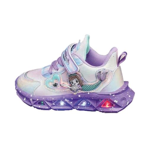 IRON JF Leuchtende Kinderschuhe Meerjungfrau Muster Led MäDchen Trainingsschuhe Laufsportschuhe Leichte Wanderschuhe Leuchtende Sportschuhe Jogging-Schuhe(22-37) (Color : Purple, Size : 27 EU) von IRON JF