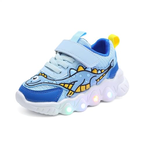 Led Kinderschuhe Dinosauriermuster Leuchtende MäDchen Trainingsschuhe Laufsportschuhe Leichte Wanderschuhe Jungen Leuchtende Sportschuhe for FrüHling und Herbst (21-30) ( Color : Blue , Size : 24 EU ) von IRON JF