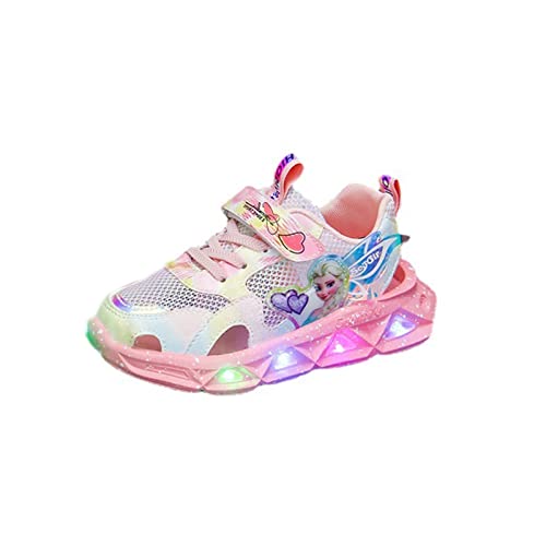 Mädchen Sandalen ELSA Prinzessin Schuhe,Kinder Schuhe Leichte Mode Hallenschuhe Mesh Turnschuhe,Sandstrand Kinder Sneakers (23-37) (Color : Pink, Size : 23 EU) von IRON JF