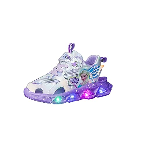 Mädchen Sandalen ELSA Prinzessin Schuhe,Kinder Schuhe Leichte Mode Hallenschuhe Mesh Turnschuhe,Sandstrand Kinder Sneakers (23-37) (Color : Purple, Size : 25 EU) von IRON JF