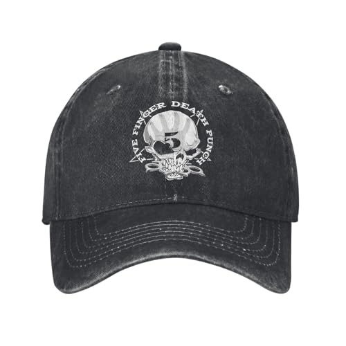 Klassische 5FDP FFDP Metallband Baseballkappen Männer Frauen Distressed Denim Snapback Hut Totenkopf Musik Outdoor Workouts Verstellbare Passform von IRURYSHH